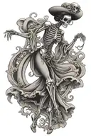 lady dancing skeleton tattoo design idea