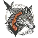 An arrow piercing through a wolf's silhouette, symbolizing strength and resilience in Turkish history tattoo design idea