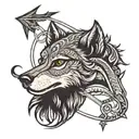 An arrow piercing through a wolf's silhouette, symbolizing strength and resilience in Turkish history tattoo design idea