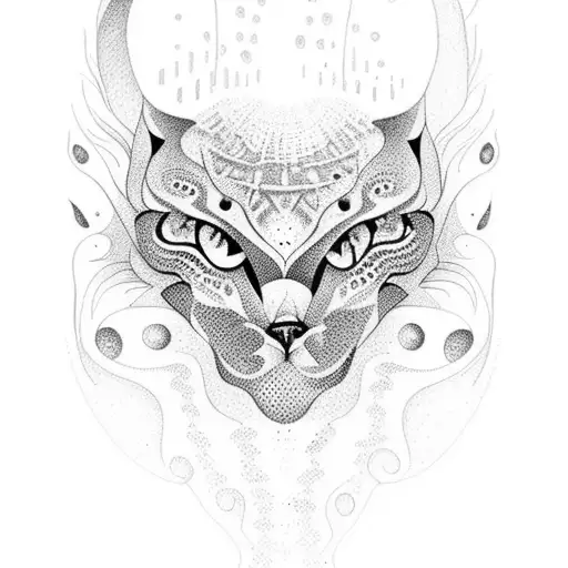 A dotwork tattoo illustrating a mystical South American rainforest with vibrant wildlife and cascading waterfalls tattoo design idea