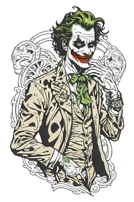 Joker who takes off his mask tattoo design idea