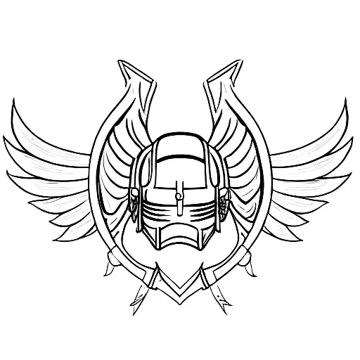 Combine the Spartan helmet with the wings of an angel in a blackwork style tattoo tattoo design idea