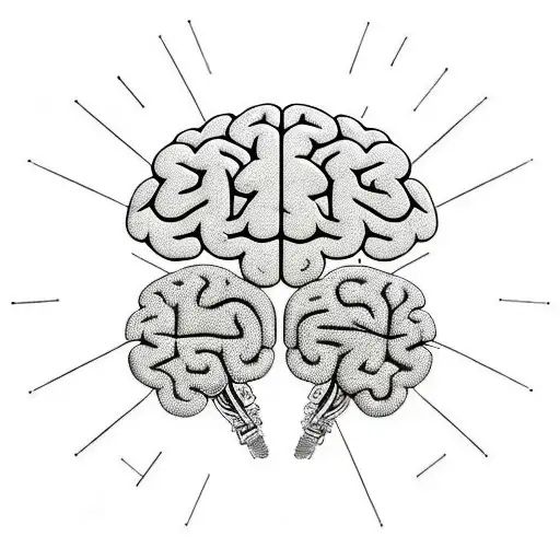 A brain with intricate gears and locks, symbolizing the complexity of overthinking and the struggle to trust one's own thoughts tattoo design idea