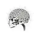 A brain with intricate gears and locks, symbolizing the complexity of overthinking and the struggle to trust one's own thoughts tattoo design idea