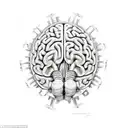 A brain with intricate gears and locks, symbolizing the complexity of overthinking and the struggle to trust one's own thoughts tattoo design idea