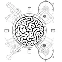 A brain with intricate gears and locks, symbolizing the complexity of overthinking and the struggle to trust one's own thoughts tattoo design idea