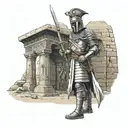 Create a detailed illustration of a Templar knight exploring an ancient Egyptian tomb, surrounded by symbols of both cultures and a map showing the location of the treasure tattoo design idea
