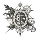 Incorporate a treasure map with hidden clues and symbols related to the Knights Templar and the search for treasure, combined with elements of Egyptian archaeology such as hieroglyphics and ancient artifacts tattoo design idea