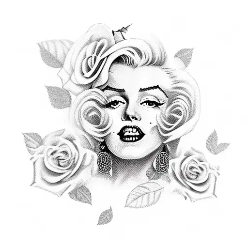 La Catrina, Marilyn Monroe, roses, charming sexy look  tattoo design idea