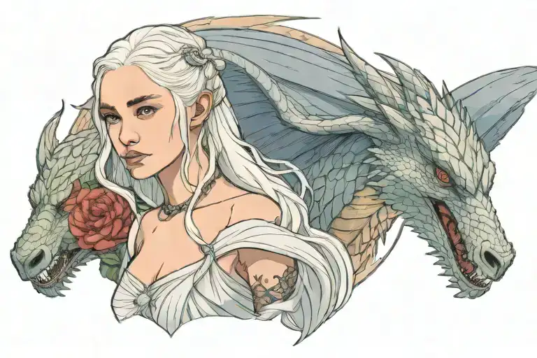 Daenerys Targaryen with her three tattoo design idea