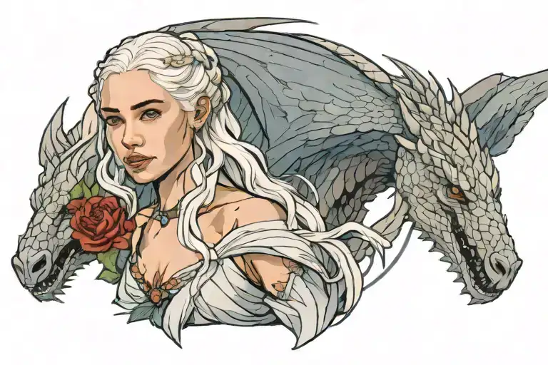 Daenerys Targaryen with her three tattoo design idea