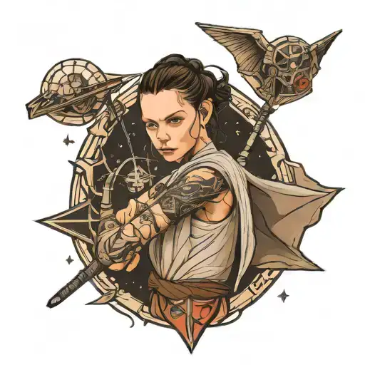 rey star wars aurebesh world beetween worlds tattoo design idea