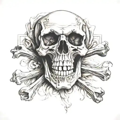 skull and crossbones tattoo design idea
