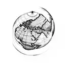 World map overlaid on a globe tattoo design idea
