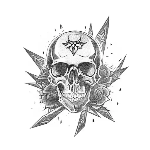 skull necromancer girl sexy tattoo design idea