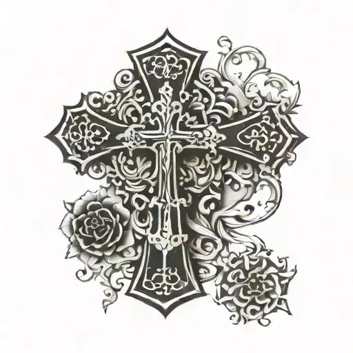 cross in memorial cross tattoo design idea