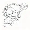 generates a minimalist tattoo combining 3 words family, strength and faith with leftovers in black tattoo design idea