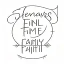 generates a minimalist tattoo of 3 words family, strength and faith with leftovers in black tattoo design idea