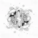 A surreal landscape merging an underwater world with a galaxy, showcasing the client's love for scuba diving and astrophotography tattoo design idea