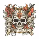 hustle hard tattoo design idea