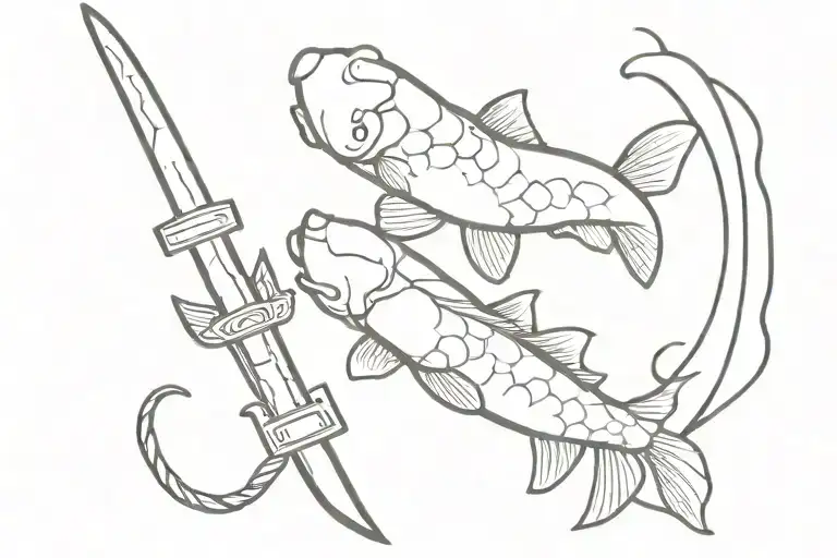 koi no yokan and katana sword tattoo design idea