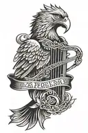 polish eagle Irish harp tattoo design idea