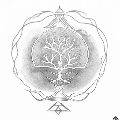 A Bodhi tree enclosed by an ouroboros tattoo design idea