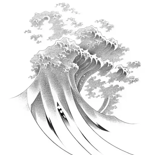 A traditional Japanese manga style wave design incorporating elements of black and grey shading tattoo design idea
