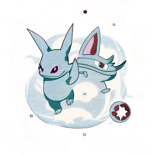 Gengar and Umbreon floating in space tattoo design idea