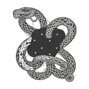 constellation cassiopeia with a snake going around it with its head being the head of medusa tattoo design idea