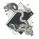 constellation cassiopeia with a snake going around it with its head being the head of medusa tattoo design idea