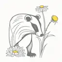 A badger sniffs a chamomile tattoo design idea