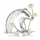 A badger sniffs a chamomile tattoo design idea