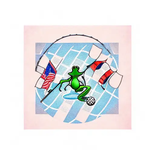 A tattoo of a frog playing golf on a Navy ship and crossword puzzles tattoo design idea