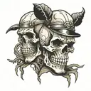 skull and kid looking down tattoo design idea