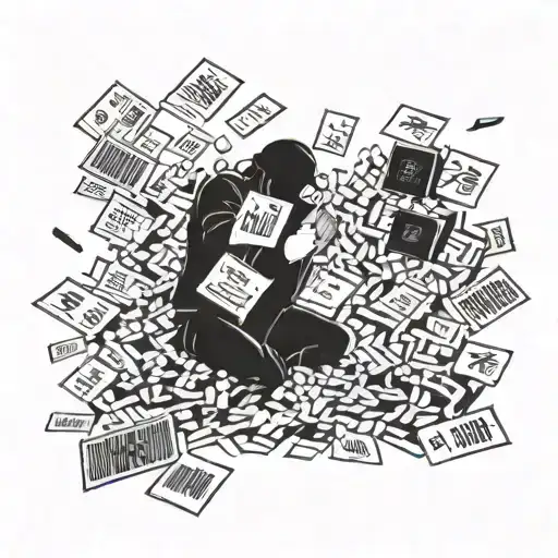 A warehouseman diving into a pool of movie tickets and anime DVDs tattoo design idea