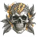 skull fire flames tattoo design idea