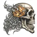 skull fire flames tattoo design idea