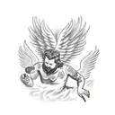 an angel holing a bible tattoo design idea