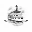 plane ferry boat and bus connected by a line travel  tattoo design idea