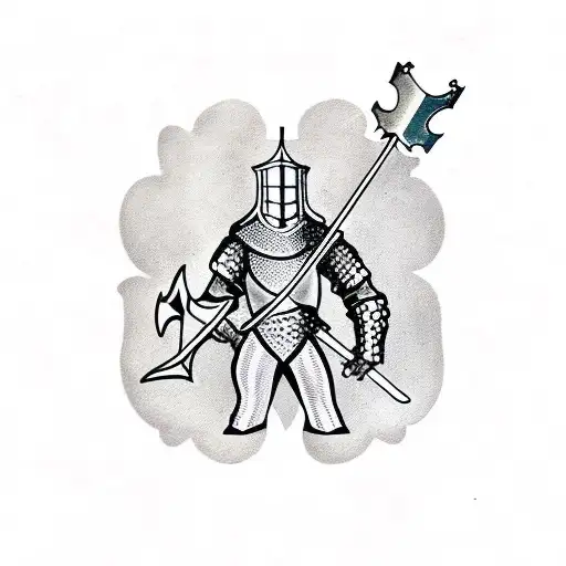 medieval knight holding a lucky clover tattoo design idea