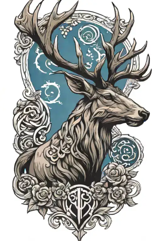 norse stag tattoo design idea