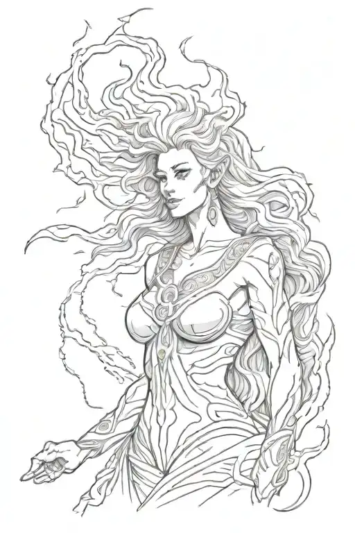 lightning zeus goddess tattoo design idea