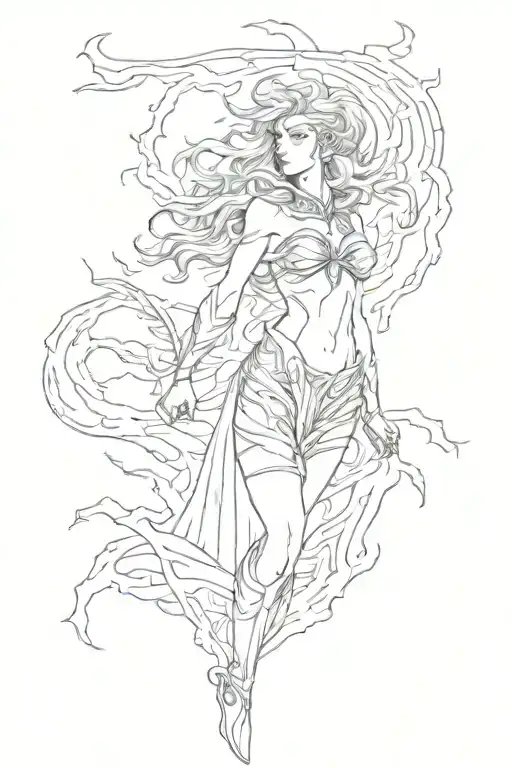 lightning zeus goddess tattoo design idea