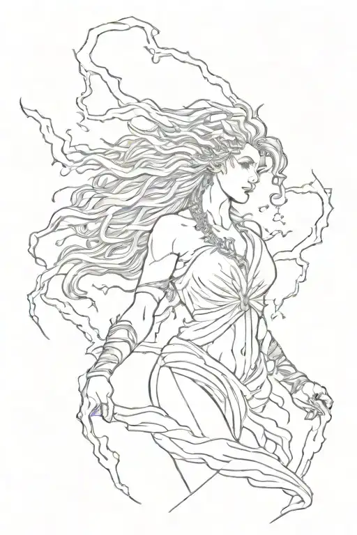 lightning zeus goddess tattoo design idea
