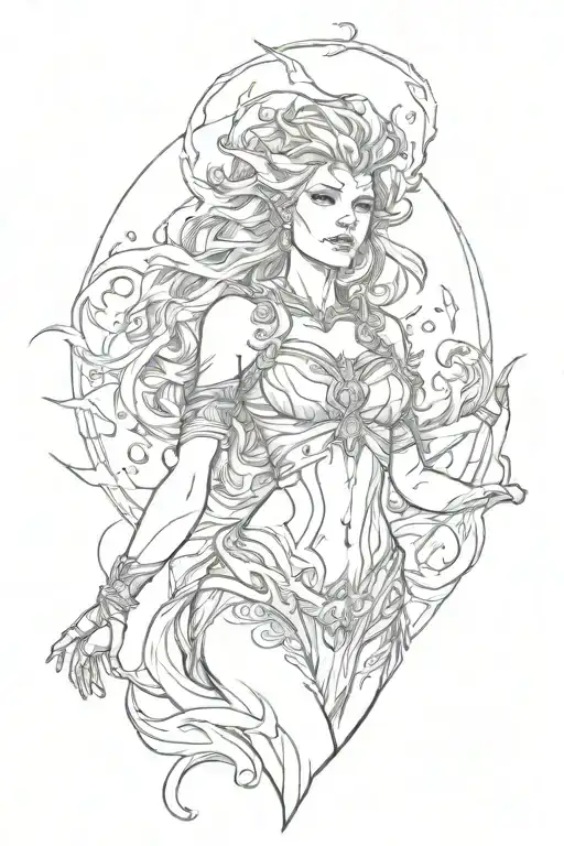 lightning zeus goddess tattoo design idea
