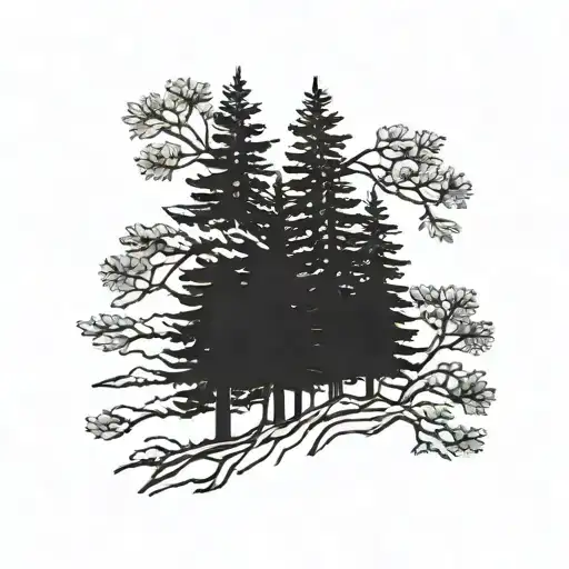 Douglas fir trees tattoo design idea