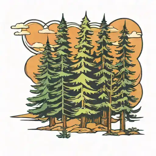 Douglas fir trees tattoo design idea