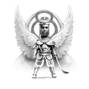 guardian angel as gladiator tattoo design idea