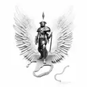 guardian angel as gladiator tattoo design idea